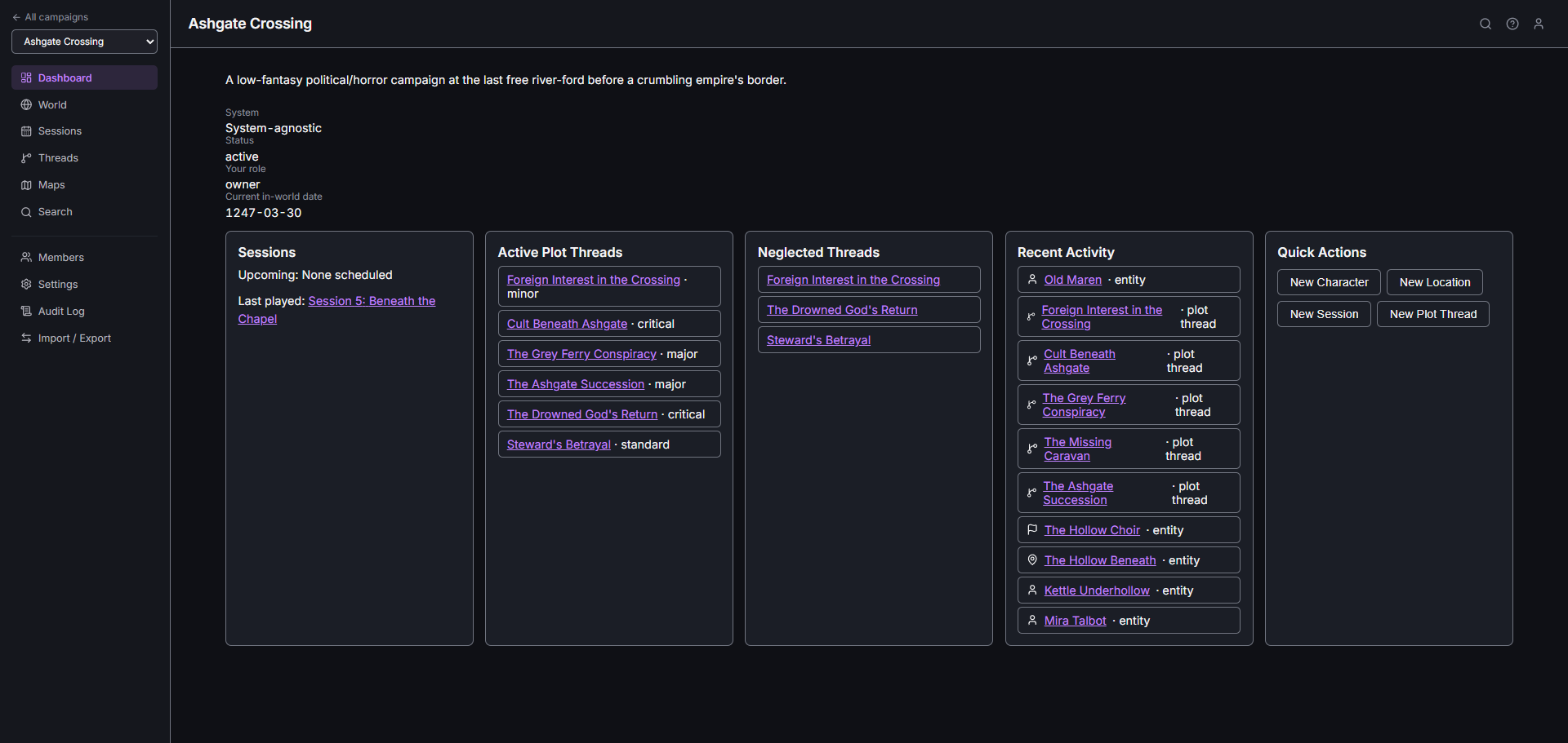 Worldbinder Dashboard